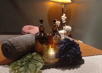 Relaxing spa setup at Gussanova Thai Massage Therapy, London, England, GB. Cozy ambiance with towels and spa oils.