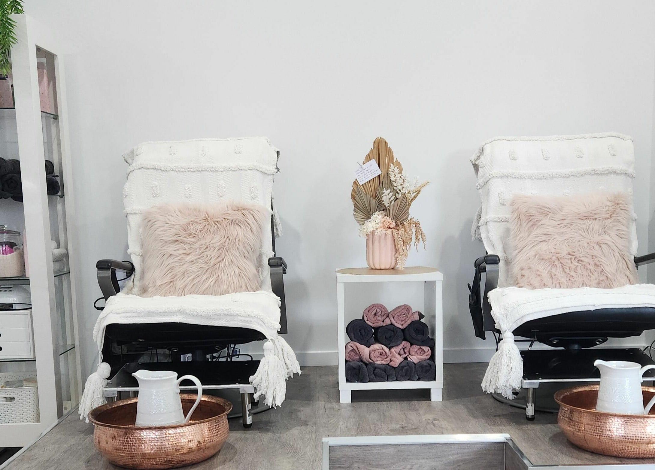 Relaxing pedicure chairs at Beauty Studio 2 Triple 4 in Port Macquarie, New South Wales, AU.
