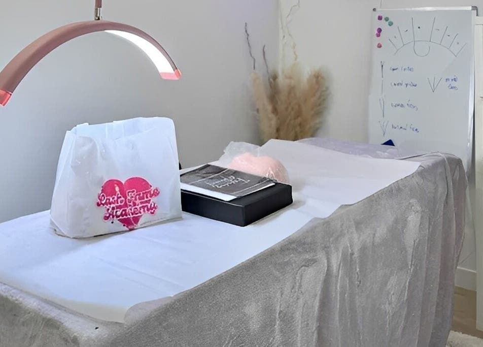Lash Fame Beauty treatment room in Calgary, Alberta, CA with lash tools and a cozy setup.
