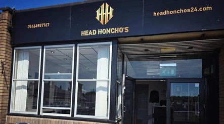Front view of Head Honcho's Barbershop/Salon in Newton Abbot, England, GB.