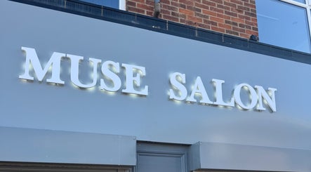 Front sign of Muse Salon, a beauty venue by Kate Easton in Blyth, England, GB.