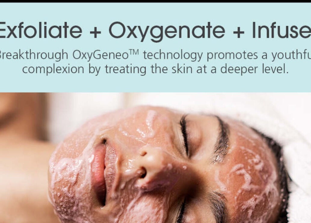 Relaxing facial at My Spa Rituals in Ajax, Ontario, CA promotes youthful radiance with OxyGeneo technology.