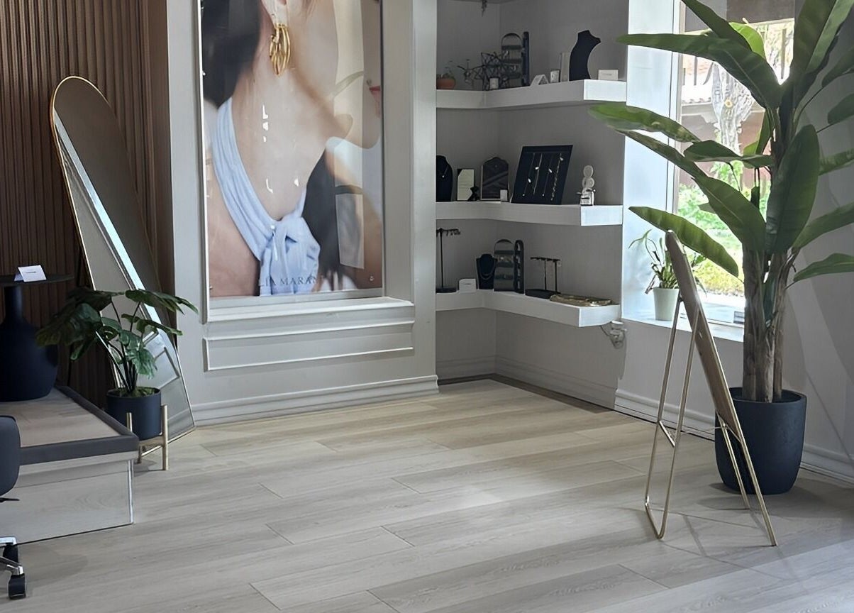 Chéri Nails and Spa's modern interior with decor and plants in El Paso, Texas, US.