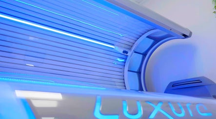 Futuristic tanning bed at Golden Tanning Studio, Wadebridge, England, GB, offering premium sunless tanning.