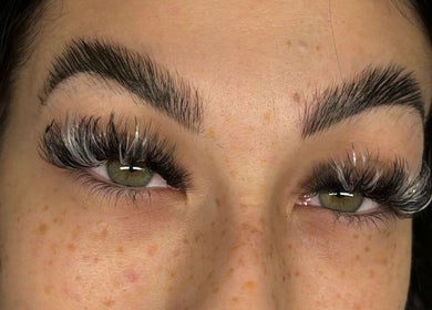Close-up of stunning eyelash extensions at LARENEGADE Lashes Aesthetics Wellness, Puslinch, Ontario, CA.