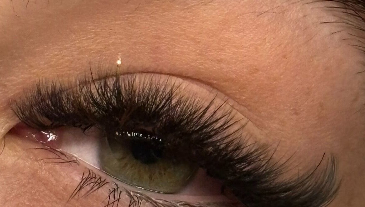 Close-up of eyelash extensions at LARENEGADE Lashes Aesthetics Wellness Guelph/Puslinch, Guelph, Ontario, CA.