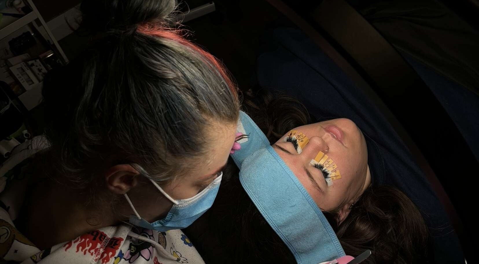 Eyelash application at LARENEGADE Lashes Aesthetics Wellness Guelph/Puslinch in Guelph, Ontario, CA.