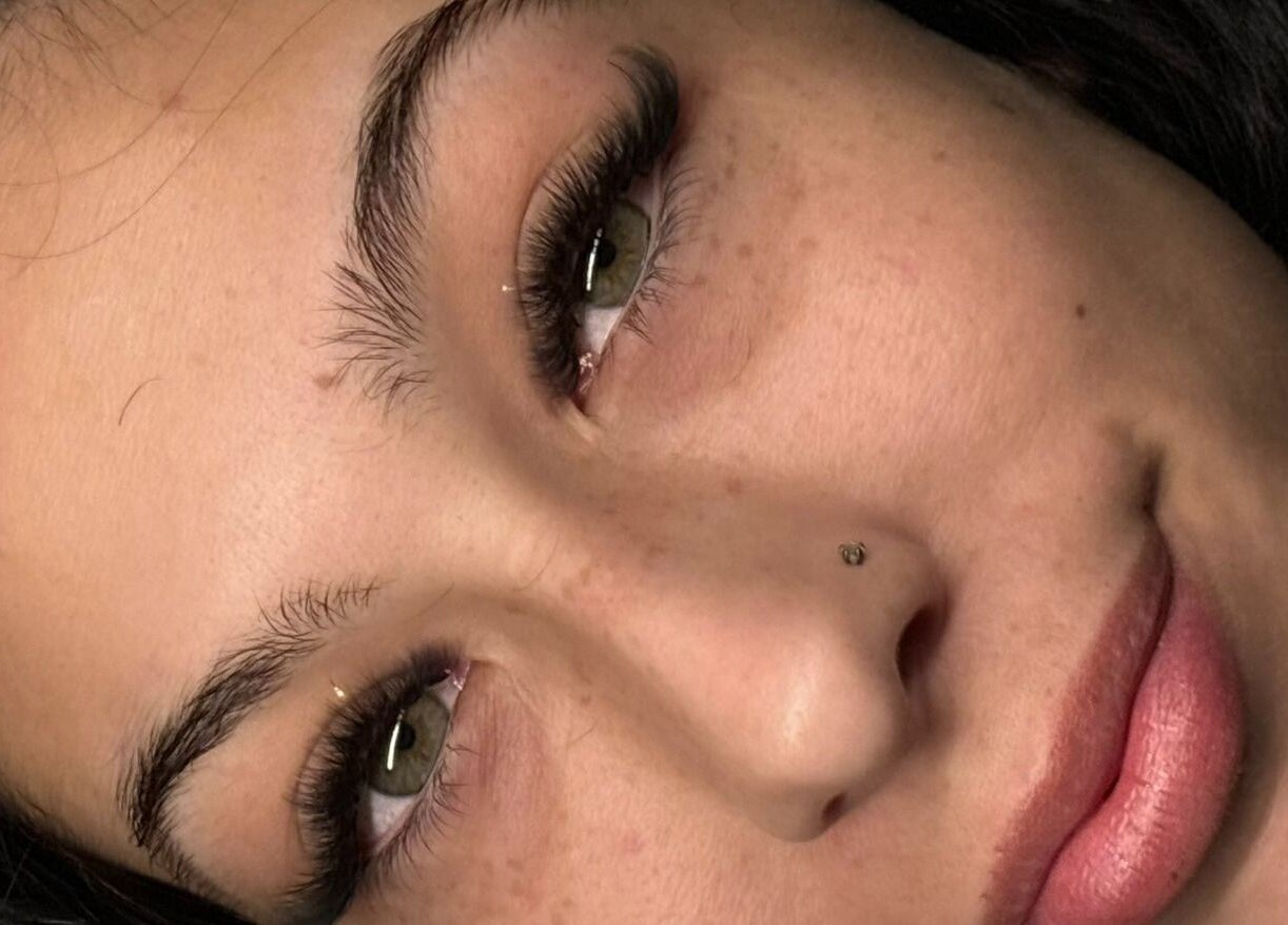 Close-up of eye with luxurious lashes at LARENEGADE Lashes Aesthetics Wellness Guelph/Puslinch, Guelph, Ontario, CA.