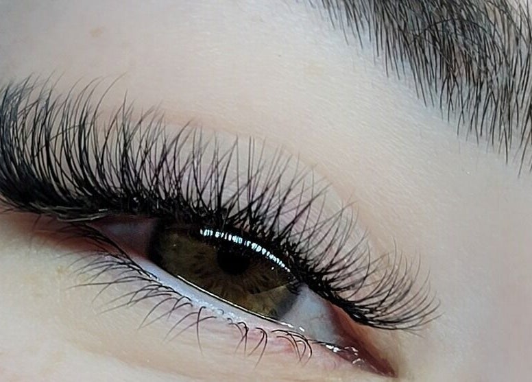 Close-up of elegant eyelash extensions at LARENEGADE Lashes Aesthetics Wellness Guelph/Puslinch, Guelph, Ontario, CA.