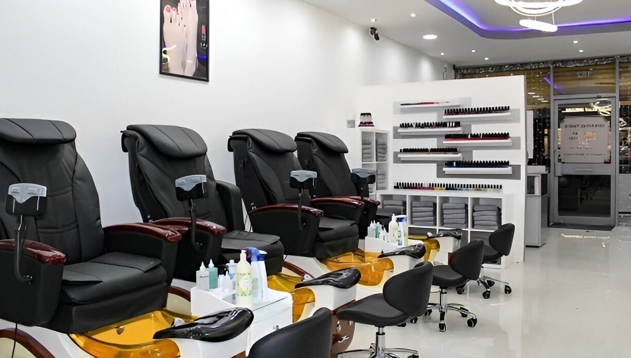 Luxurious pedicure chairs at Angeline Nails & Beauty Worcester Park, Worcester Park, England, GB.