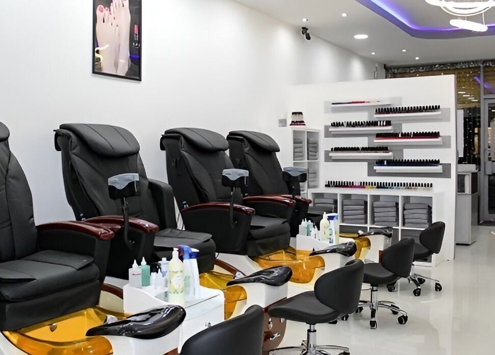 Luxurious pedicure chairs at Angeline Nails & Beauty Worcester Park, Worcester Park, England, GB.