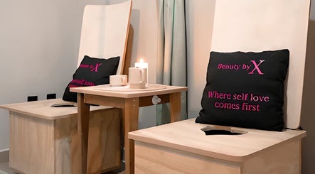 Cozy spa chairs at Bonaire Beauty By X, Kralendijk, Bonaire, BQ, offering a tranquil wellness experience.