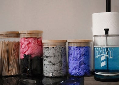 Colorful beauty supplies at Bonaire Beauty By X in Kralendijk, Bonaire, BQ, showcasing a tidy arrangement.