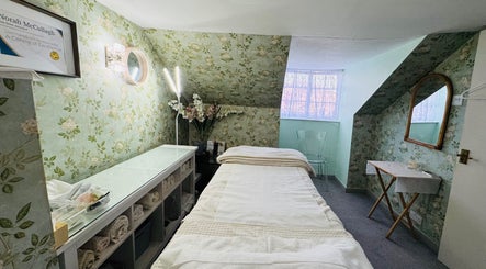 Calm treatment room at Pure Face Works at Utopia Hair Salon & Facial Clinic, Sidmouth, England, GB.