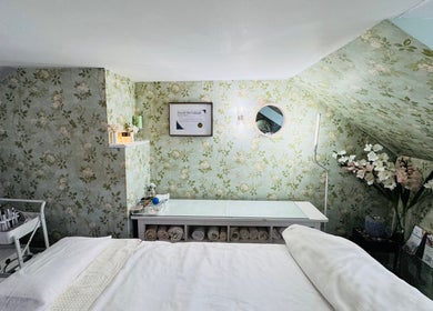 Tranquil spa room at Pure Face Works at Utopia Hair Salon & Facial Clinic, Sidmouth, England, GB.