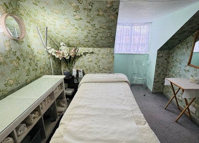 Luxury treatment room at Pure Face Works at Utopia Hair Salon & Facial Clinic, Sidmouth, England, GB.