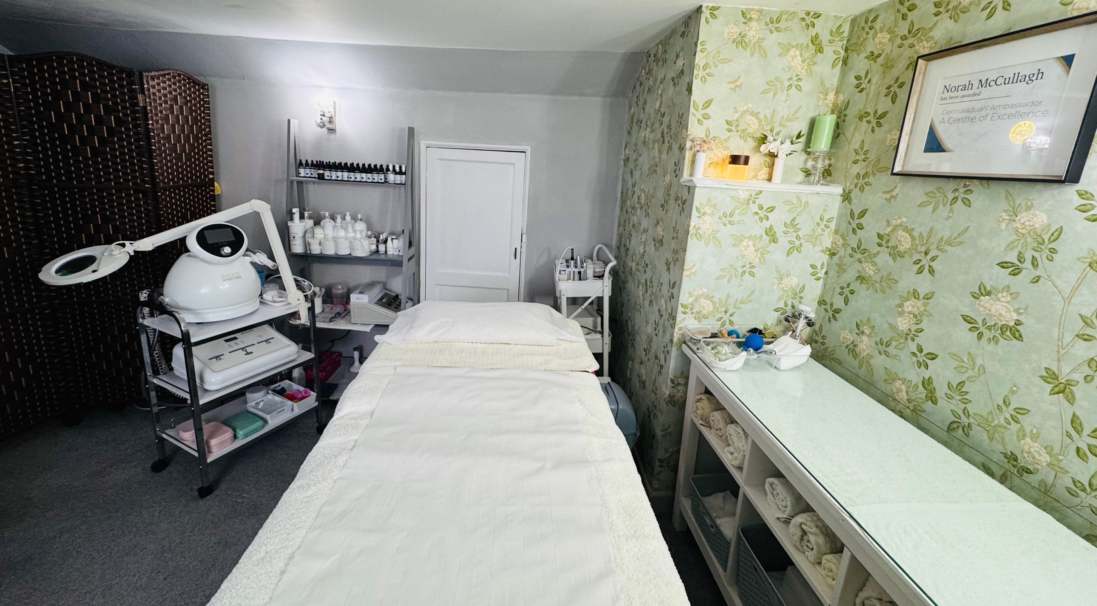 Cozy treatment room at Pure Face Works, Utopia Hair Salon & Facial Clinic, Sidmouth, England, GB.