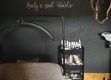 Luxurious spa treatment room at Mrs Peony in Shepshed, England, GB, featuring elegant decor and modern equipment.