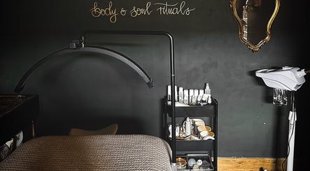 Luxurious spa treatment room at Mrs Peony in Shepshed, England, GB, featuring elegant decor and modern equipment.