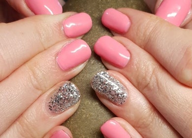 Elegant pink and glitter nails at Unique Nail Co, Kadina, South Australia, AU.