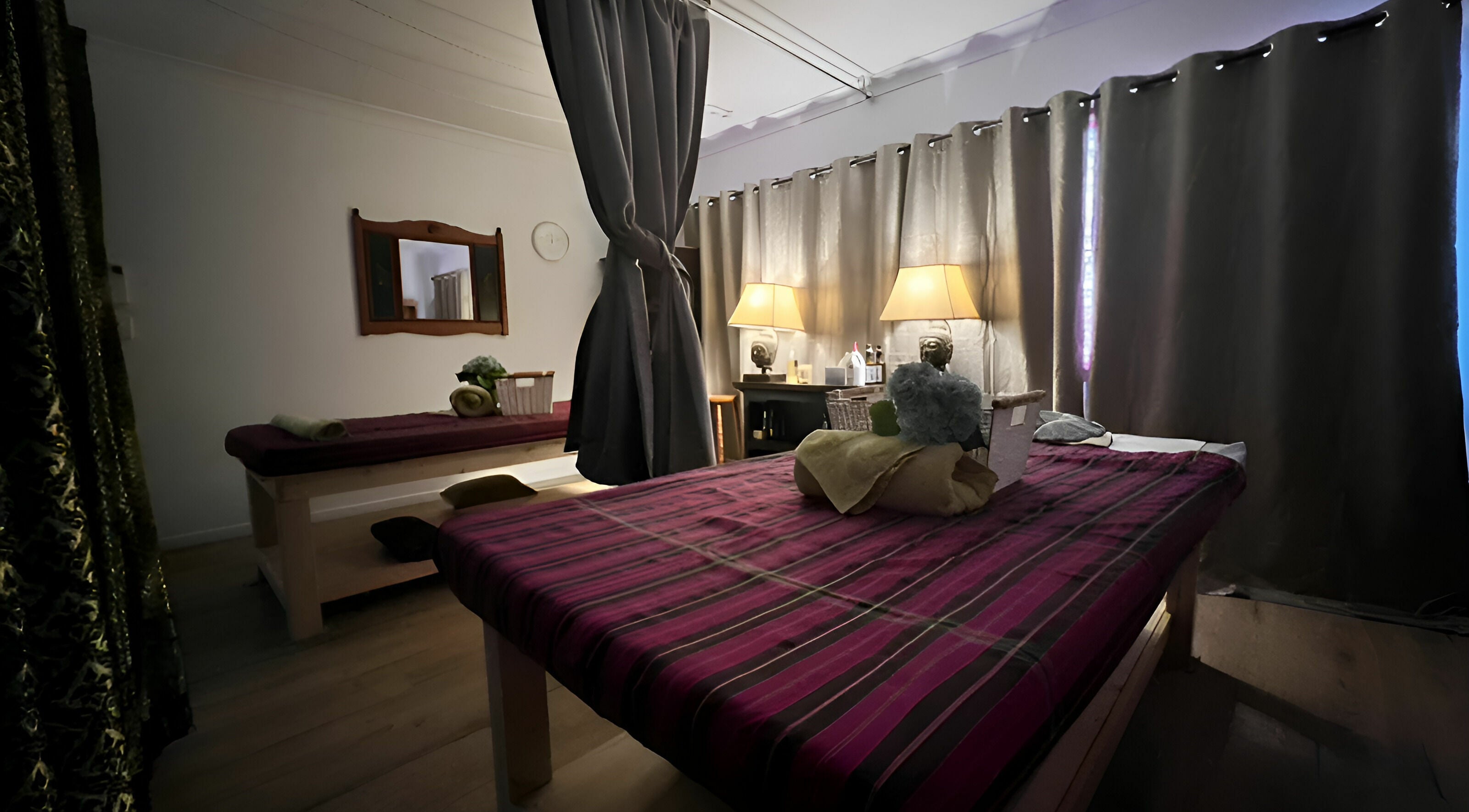 Relaxing massage room at Thai Buddha Massage and Spa, Greenslopes, Queensland, AU.