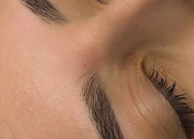Close-up of expertly applied eyelash extensions at Angel Eye Extensions in Melbourne, Victoria, AU.