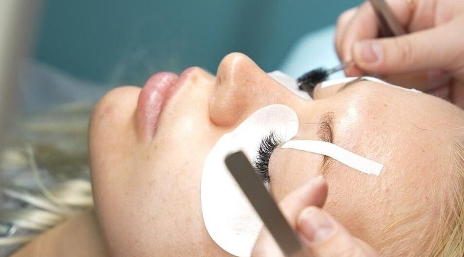 Close-up of a lash extension procedure at PAFOS, Dubai, Dubai, AE, showcasing precise beauty techniques.