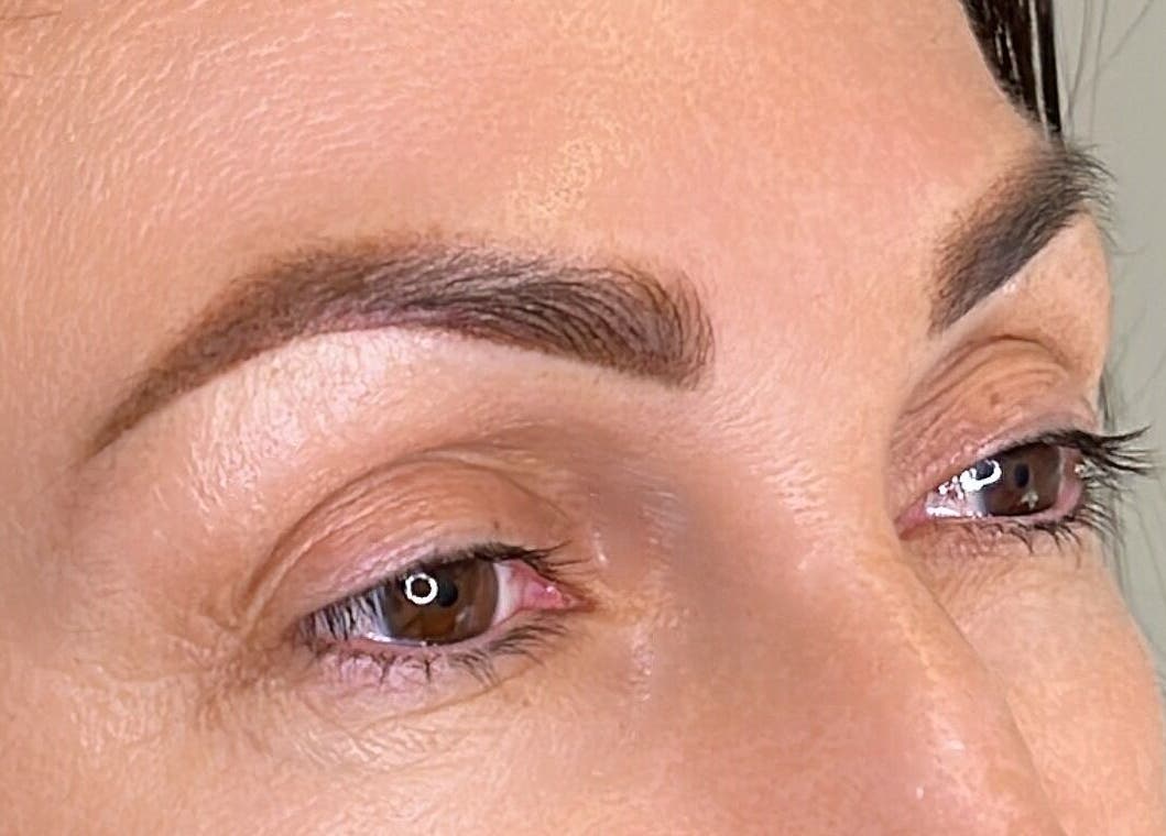 Close-up of perfectly shaped brows at Perfect Touch Studio, Mullaloo, Western Australia, AU.