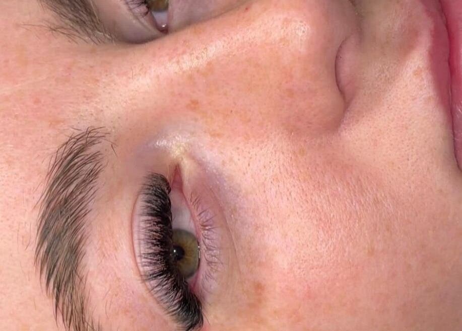 Closeup of eyelash extension at What the Fluff Lash Artistry, Chelmsford, England, GB.
