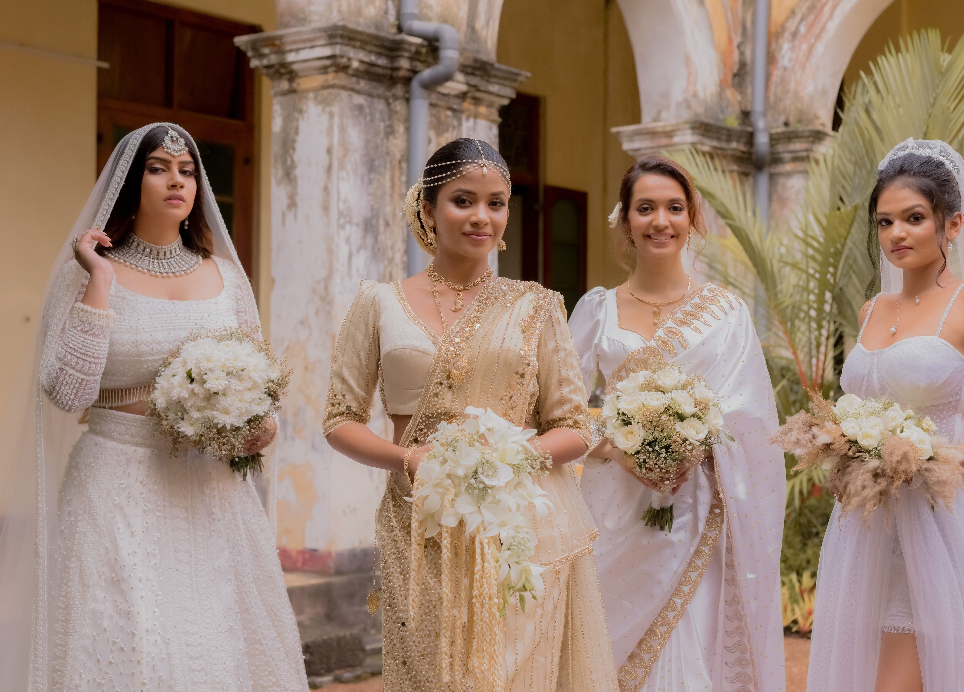 Bridesmaids in elegant attire at Studio Zee | Colombo 07, Colombo, Western Province, LK.