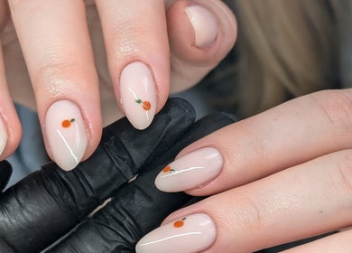 Refined nail art with tiny designs at Chloe Hartfield Nail Tech in Burgess Hill, England, GB.