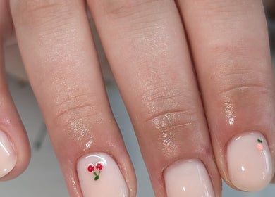Elegant fruit-inspired nail art at Chloe Hartfield Nail Tech, Burgess Hill, England, GB.