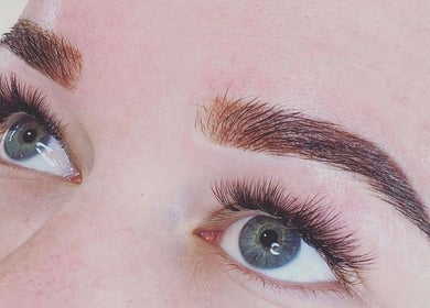 Close-up of elegant lashes and brows at Envious Effects Cosmetic Tattoo - Southport, Queensland, AU.