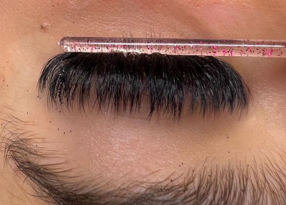 Close-up of eyelash treatment at Wicked Winks Beauty in Burpengary, Queensland, AU showcasing lush, full lashes.