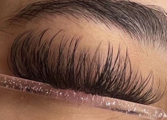 Close-up of eyelash extension at Wicked Winks Beauty, Burpengary, Queensland, AU for stunning lash enhancement.