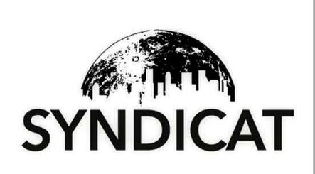 Syndicat Barber logo with city skyline, Melbourne, Victoria, AU.