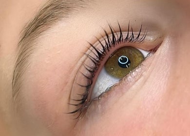Close-up of eyelash extension at Dead Pretty Beauty Bar, North Rothbury, New South Wales, AU.