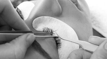 Close-up of eyelash extensions at Dead Pretty Beauty Bar, North Rothbury, New South Wales, AU.