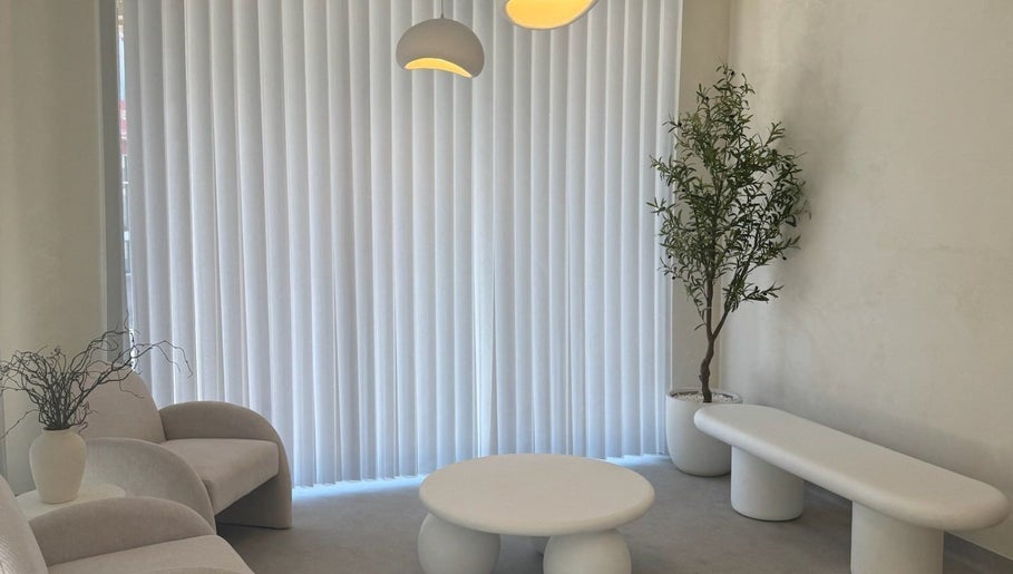 Elegant waiting area at Dead Pretty beauty bar inside Aesthetics by Maddy-Jane, Singleton, New South Wales, AU.