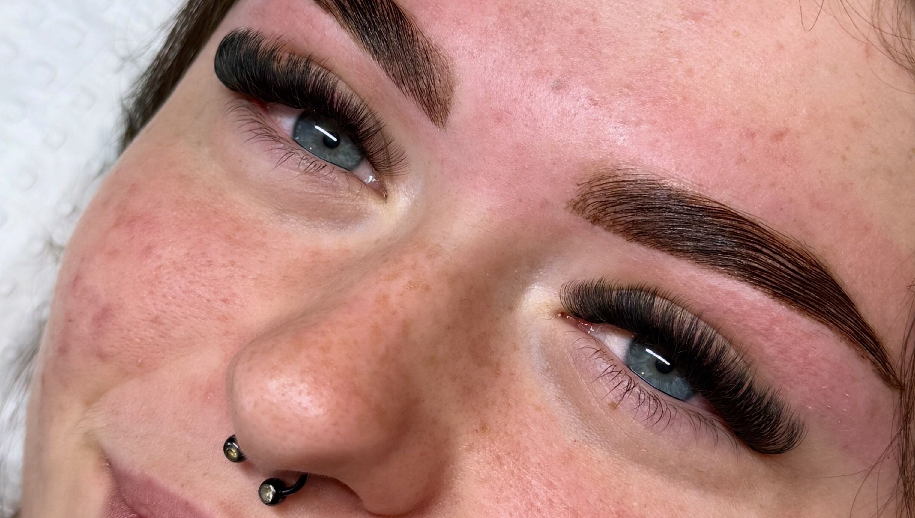 Close-up of expertly styled eyelashes at Lash Studio by Sarah E, Greta, New South Wales, AU.