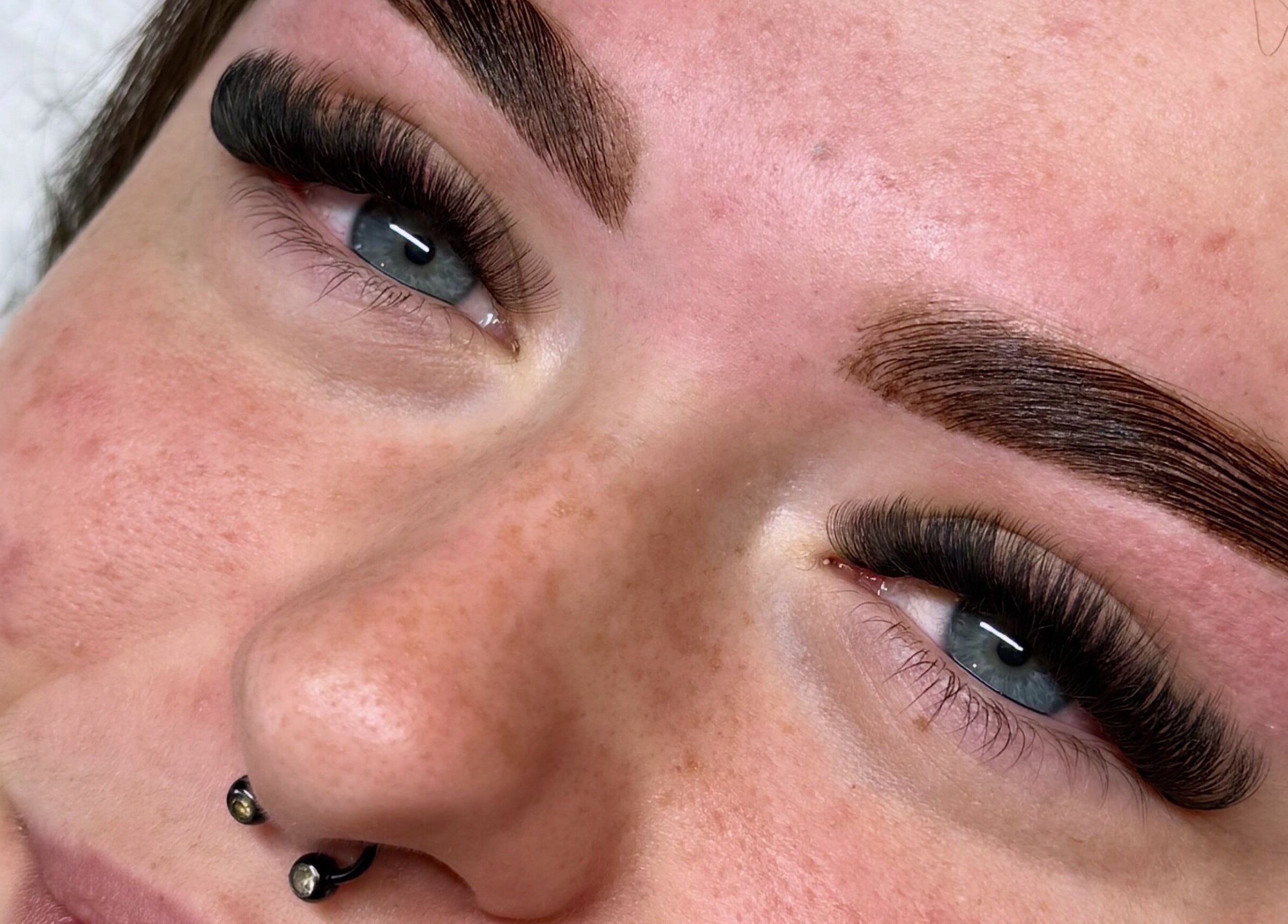 Close-up of expertly styled eyelashes at Lash Studio by Sarah E, Greta, New South Wales, AU.