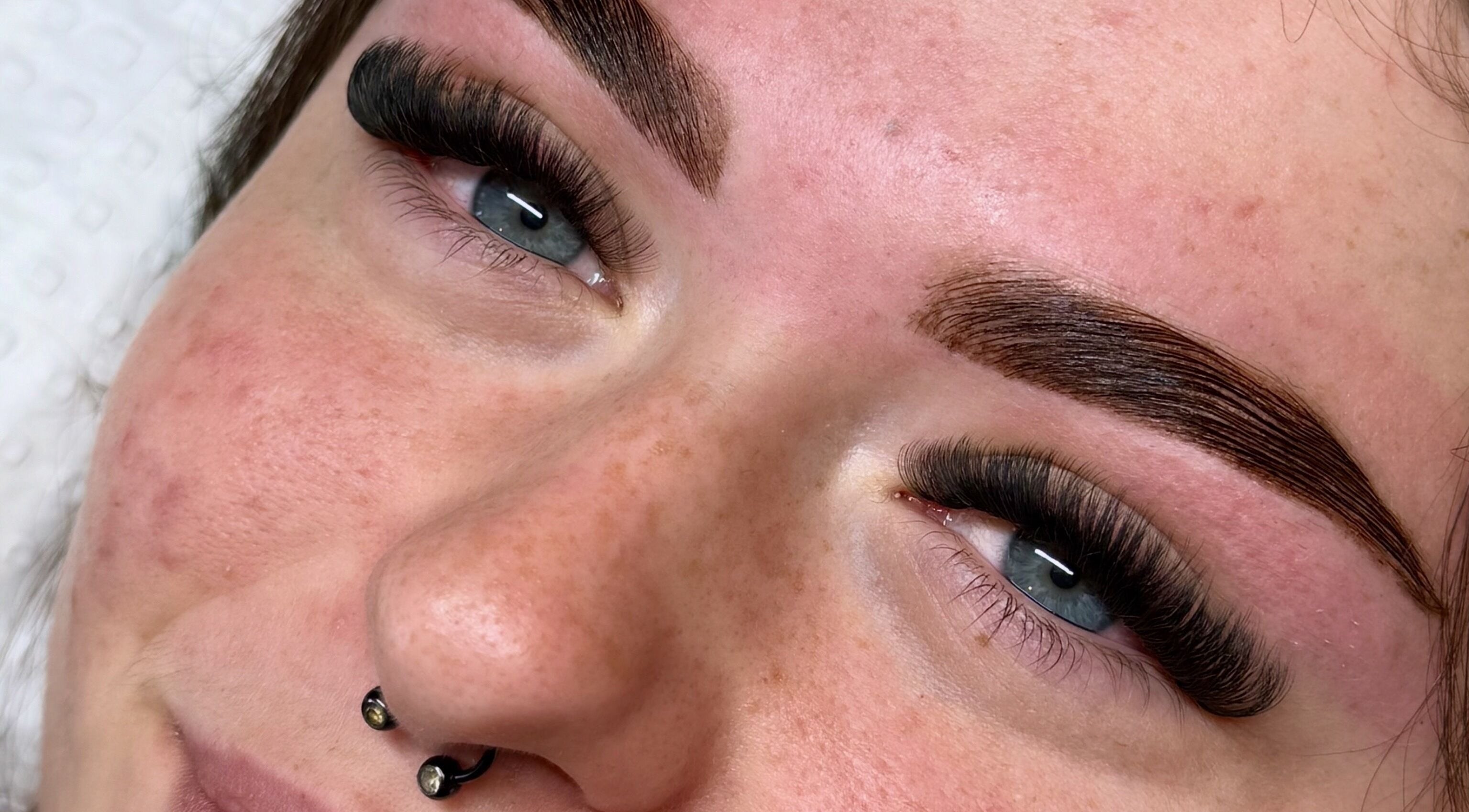Close-up of expertly styled eyelashes at Lash Studio by Sarah E, Greta, New South Wales, AU.