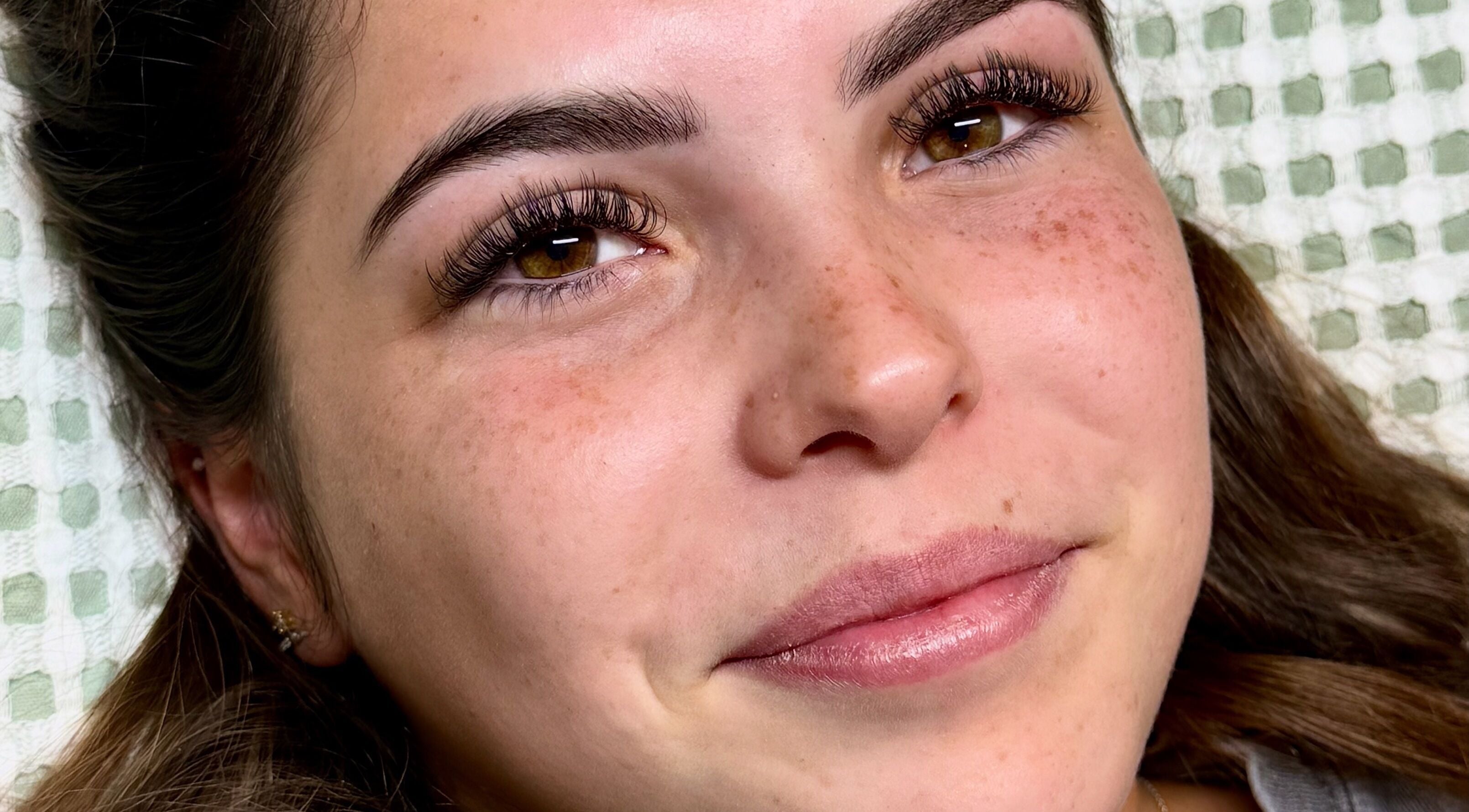 Close-up of customer with beautiful lashes at Lash Studio by Sarah E in Greta, New South Wales, AU.