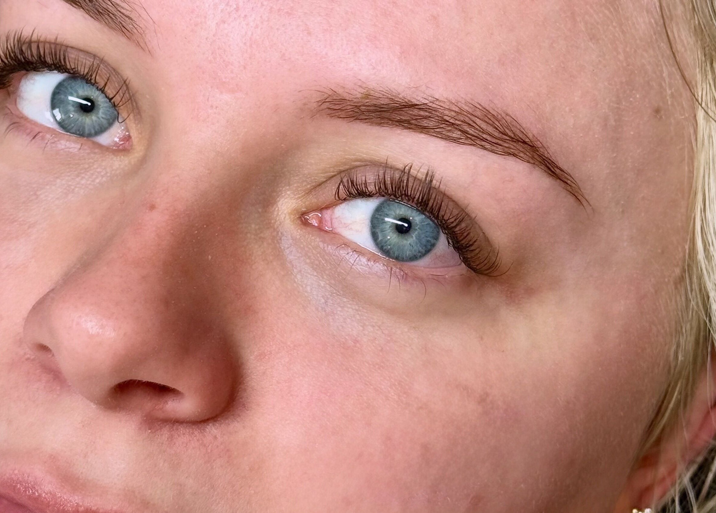 Close-up of eyelash extensions at Lash Studio by Sarah E, Greta, New South Wales, AU.