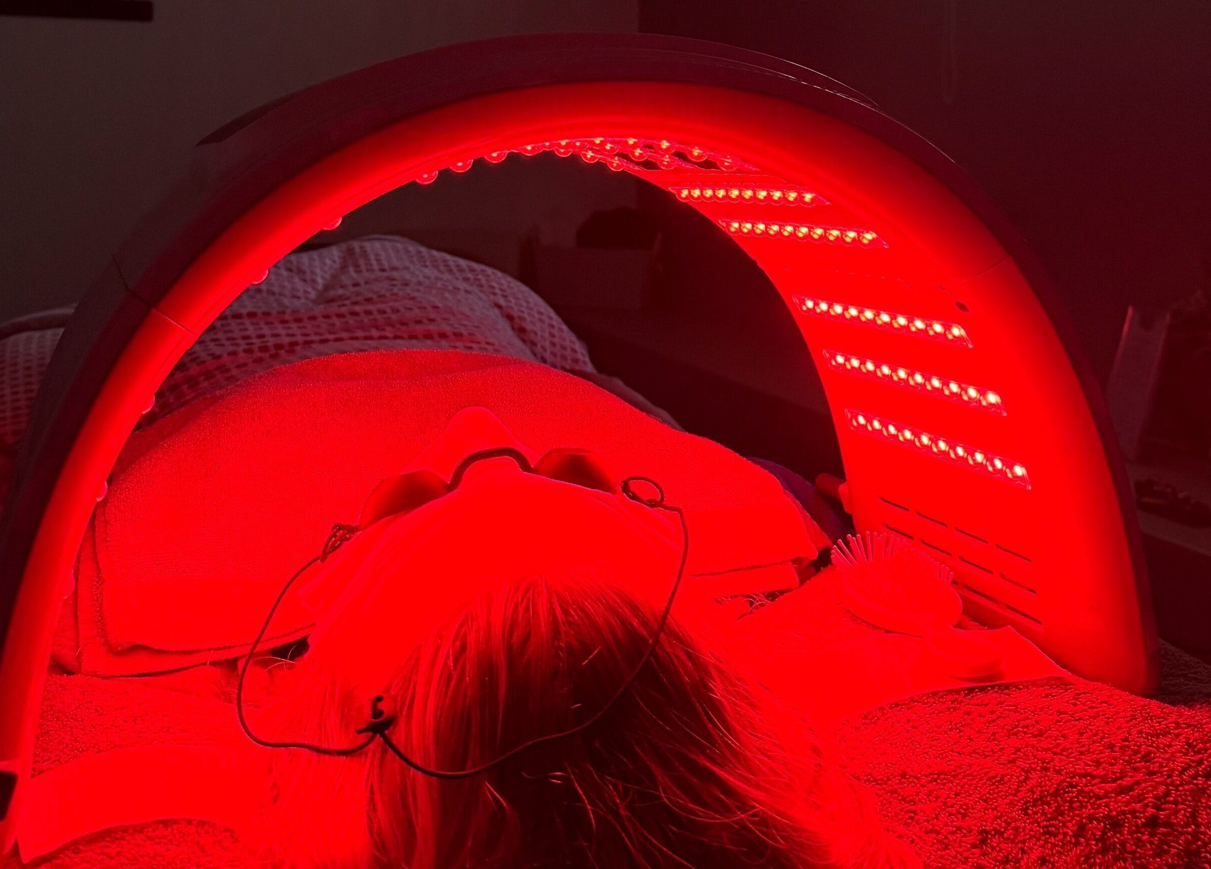 LED light facial treatment at Lash Studio by Sarah E in Greta, New South Wales, AU.