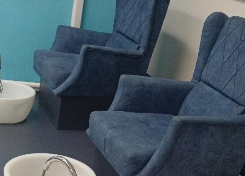 Cozy pedicure chairs at Boom by Sophie - The Spa in Philipsburg, SX, perfect for relaxation.