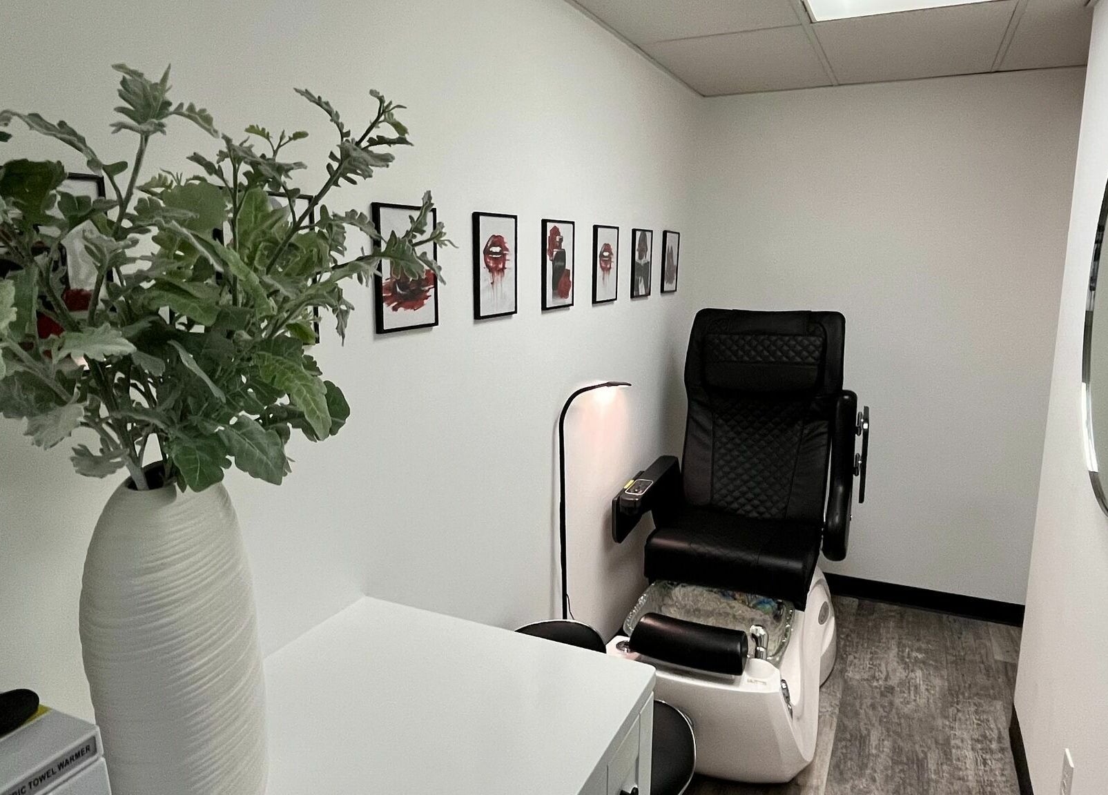 Relaxing pedicure chair at Anda Organic Boutique Spa in West Islip, New York, US with elegant decor.