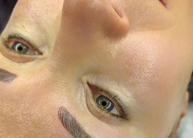 Close-up of perfectly shaped eyebrows at Indulge Nails and Beauty Salon, Benoni, Gauteng, ZA.