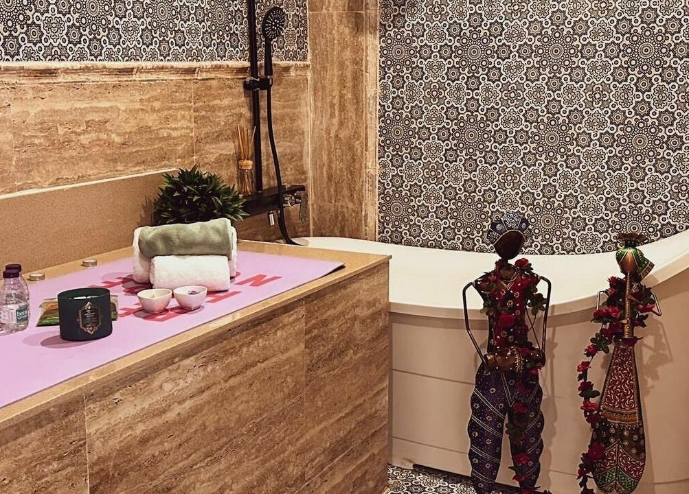 Luxurious spa setup at مركز امواج النسائي, Al Qatif, Eastern Province, SA, with elegant decor and amenities.