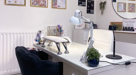 Modern nail salon setup at Scorpio Nails & Beauty in Doncaster, England, GB showcasing sleek workspace.